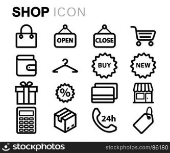 Vector black shop icons set. Vector black shop icons set on white background