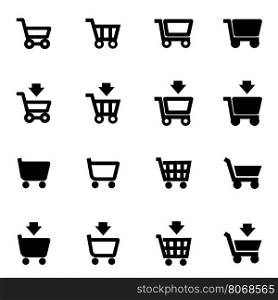 Vector black shopping cart icon set. Vector black shopping cart icon set on white background