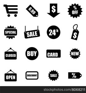 Vector black shopping icon set. Vector black shopping icon set on white background