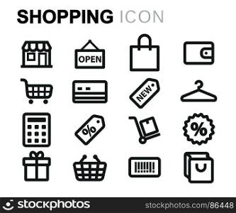 Vector black shopping icons set. Vector black shopping icons set on white background