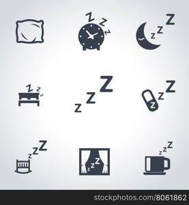 Vector black sleep icon set. Sleep Icon Object, Sleep Icon Picture, Sleep Icon Image - stock vector