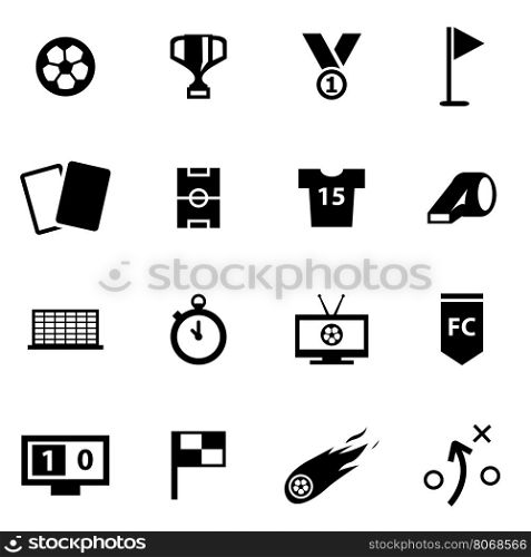 Vector black soccer icon set. Vector black soccer icon set on white background