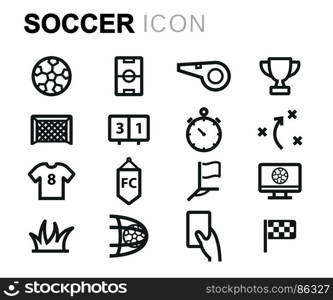 Vector black soccer icons set. Vector black soccer icons set on white background
