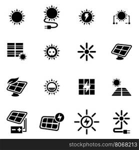 Vector black solar energy icon set. Vector black solar energy icon set on white background