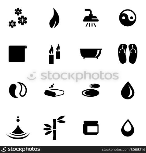 Vector black spa icon set. Vector black spa icon set on white background