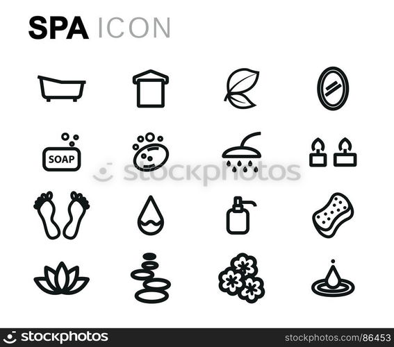 Vector black spa icons set. Vector black spa icons set on white background