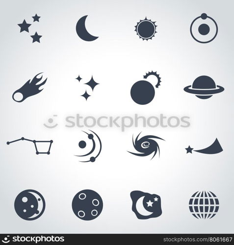 Vector black space icon set. Vector black space icon set on grey background