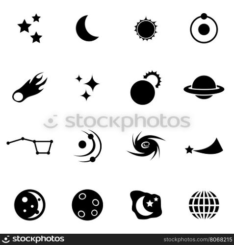Vector black space icon set. Vector black space icon set on white background