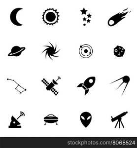 Vector black space icon set. Vector black space icon set on white background