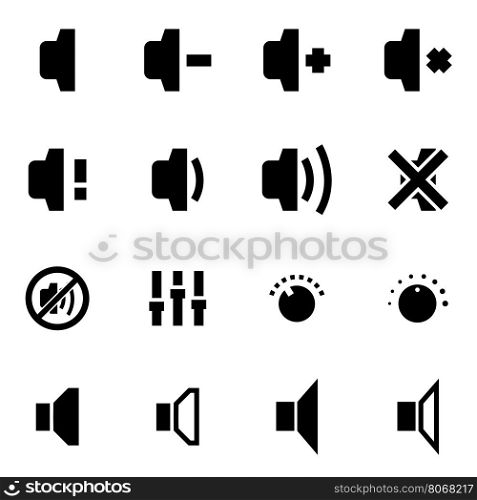 Vector black speaker icon set. Vector black speaker icon set on white background