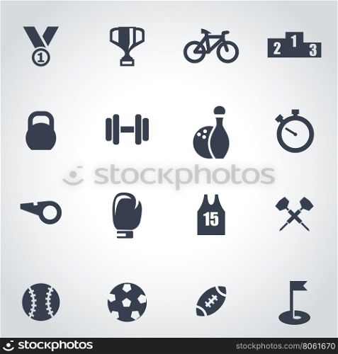 Vector black sport icon set. Vector black sport icon set on grey background