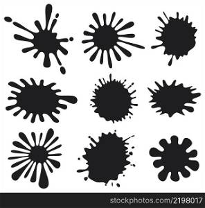 Vector black stains  black ink blot, ink spots, ink set, ink splashes, black blots  