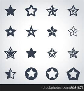 Vector black stars icon set. Vector black stars icon set on grey background