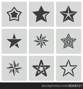 Vector black stars icons set on white background. Vector black stars icons set
