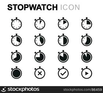 Vector black stopwatch set. Vector black stopwatch set on white background