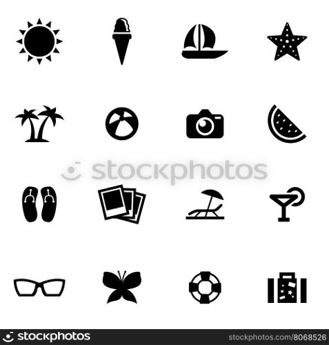 Vector black summer icon set. Vector black summer icon set on white background