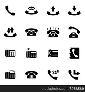 Vector black telephone icon set. Vector black telephone icon set on white background