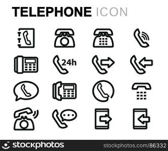 Vector black telephone icons set. Vector black telephone icons set on white background