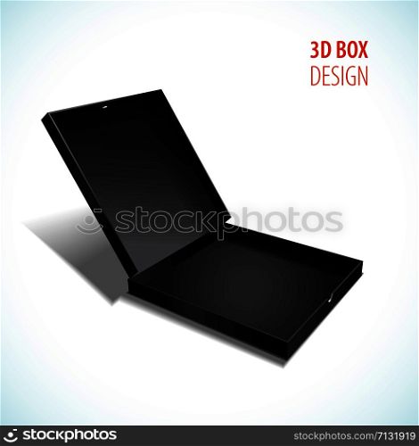 Vector black thin box with open lid. vector illustration.. Vector thin box with open lid. vector illustration.