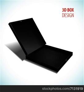 Vector black thin box with open lid. vector illustration.. Vector thin box with open lid. vector illustration.