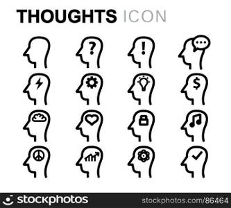 Vector black thoughts icons set. Vector black thoughts icons set on white background