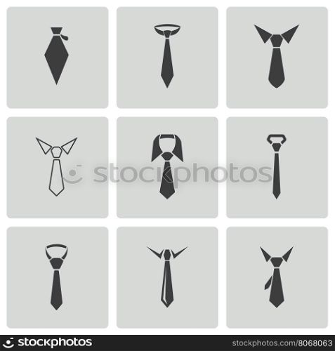Vector black tie icons set on white background. Vector black tie icons set