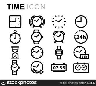 Vector black time icons set. Vector black time icons set on white background