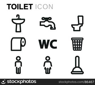 Vector black toilet icons set. Vector black toilet icons set on white background