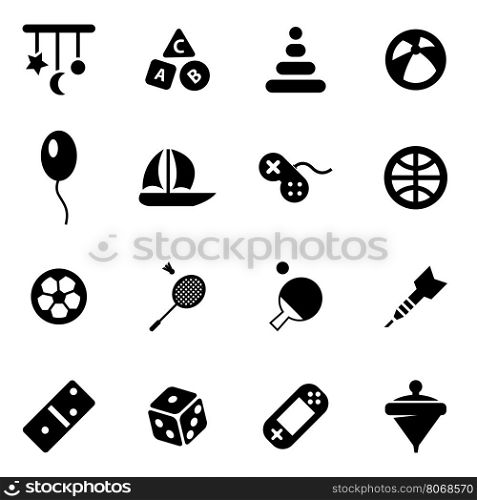 Vector black toys icon set. Vector black toys icon set on white background