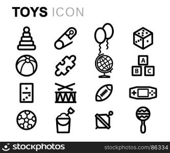 Vector black toys icons set. Vector black toys icons set on white background