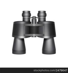 Vector black travel binoculars top view isolated on white background. Black travel binoculars