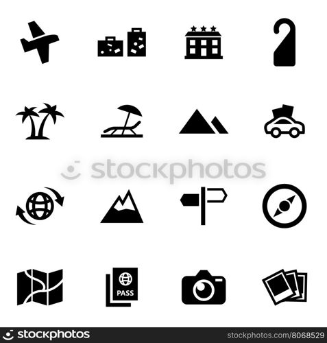 Vector black travel icon set. Vector black travel icon set on white background