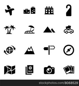 Vector black travel icon set. Vector black travel icon set on white background