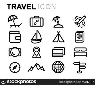 Vector black travel icons set. Vector black travel icons set on white background