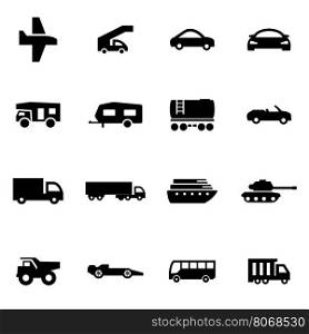 Vector black vehicles icon set. Vector black vehicles icon set on white background