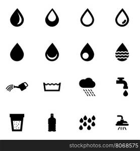 Vector black water icons set. Vector black water icons set on white background