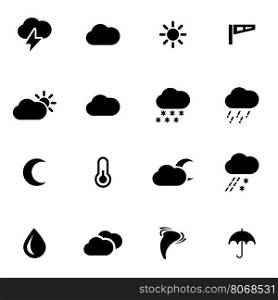 Vector black weather icon set. Vector black weather icon set on white background