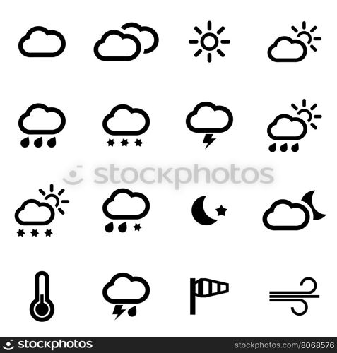 Vector black weather icons set. Vector black weather icons set on white background