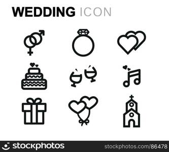 Vector black wedding icons set. Vector black wedding icons set on white background