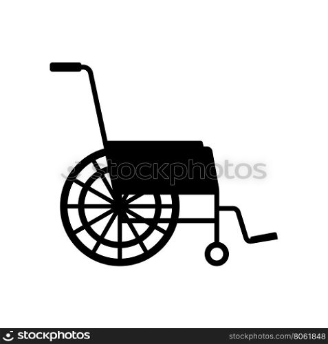 Vector black wheelchair icon. Vector black wheelchair icon on white background.