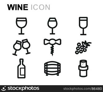 Vector black wine icons set. Vector black wine icons set on white background