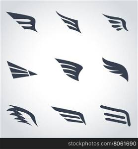Vector black wing icon set. Vector black wing icon set. Wing Icon Object, Wing Icon Picture, Wing Icon Image, Wing Icon Graphic, Wing Icon JPG, Wing Icon EPS, Wing Icon AI - stock vector
