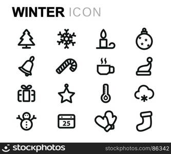 Vector black winter icons set. Vector black winter icons set on white background
