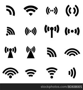 Vector black wireless icons set. Vector black wireless icons set on white background