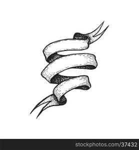 vector black work tattoo dot art hand drawn engraving style blank swirl ribbon illustration isolated white background&#xA;