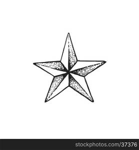 vector black work tattoo dot art hand drawn engraving style star shape illustration isolated white background&#xA;