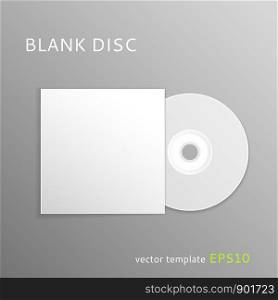 Vector blank CD with paper cover isolated on gray background