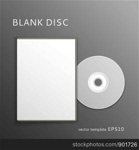 Vector blank DVD with paper cover isolated on gray background