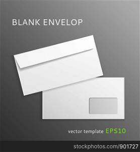 Vector blank envelope isolated on gray background