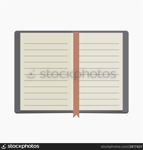 vector blank lined notebook with red ribbon
